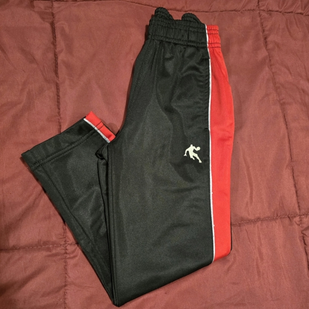 AND1 Boys Athletic Jogger Pants Black Red Basketball Sporty Size XS 4/5